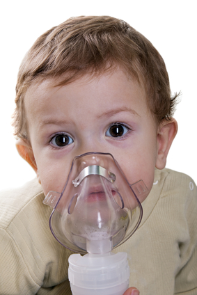 toddler with inhaler