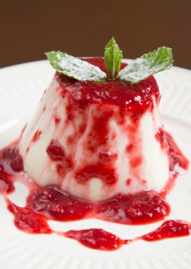 Coconut-Milk Panna Cotta with Raspberry Sauce